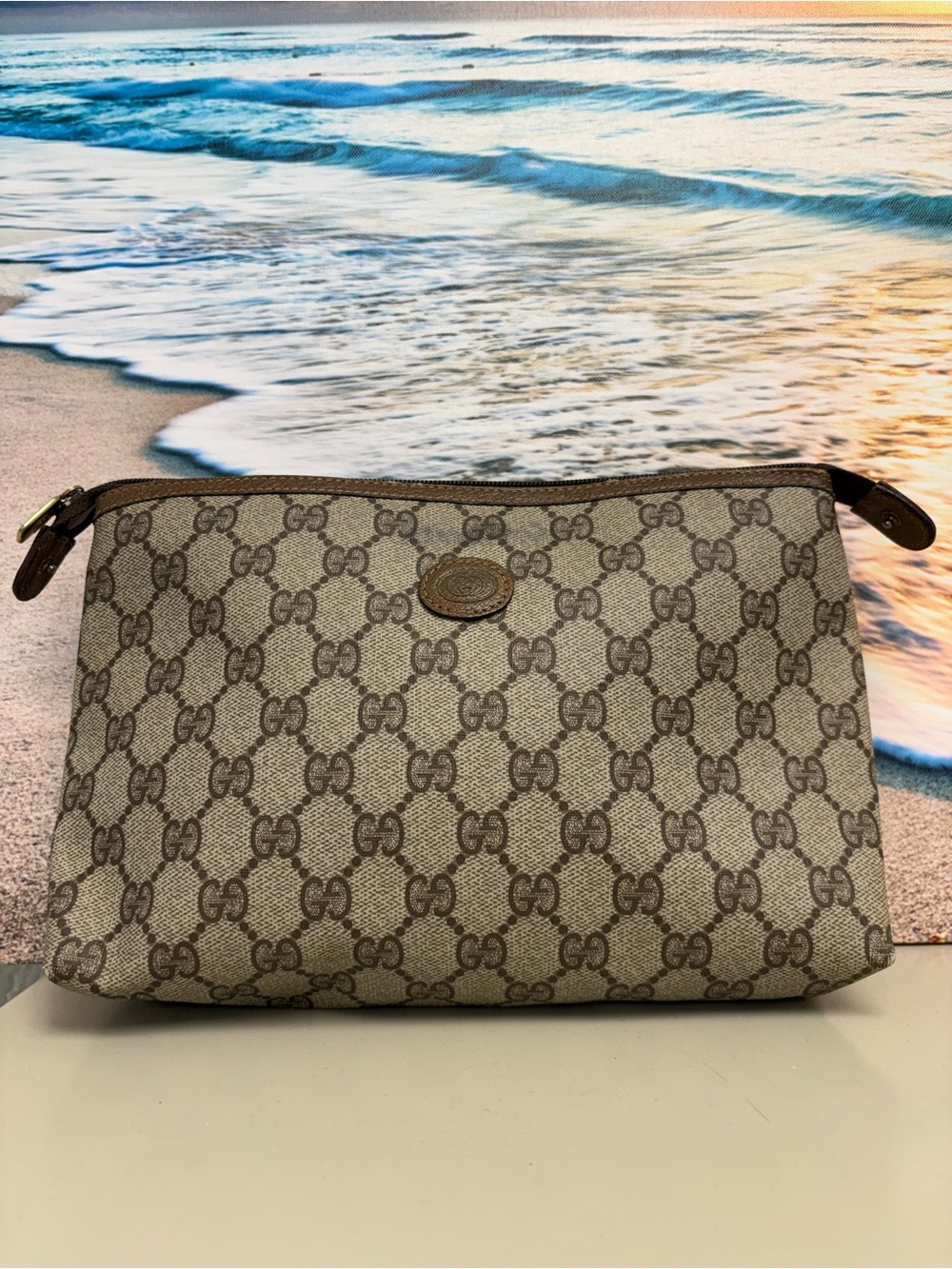 AUTH Vintage Gucci Accessory Collection GG Supreme Clutch Pouch Bag 89.01.045